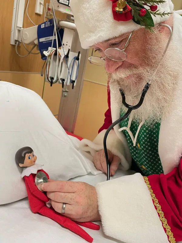 Santa visiting a family in need